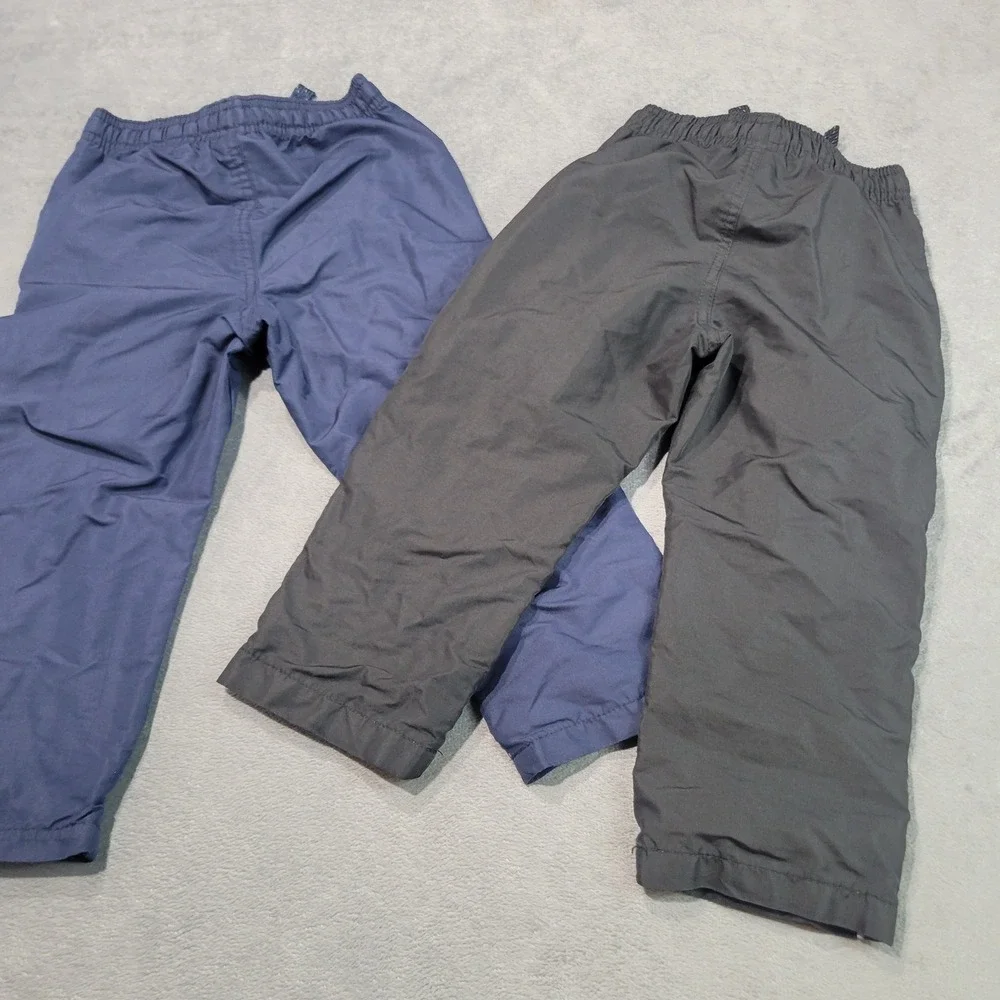 The Children's Place Track Pants Boys 3T Blue Grey Lined Windbreaker Joggers 2pk